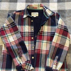 Multi colored orvis flannel fleece jacket